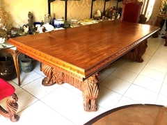 Mesa De Jantar Madeira De Lei Cara Pata De Leão Entalhado