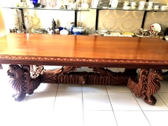 Mesa De Jantar Madeira De Lei Cara Pata De Leão Entalhado - comprar online