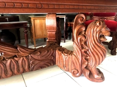 Mesa De Jantar Madeira De Lei Cara Pata De Leão Entalhado - LUXdécor