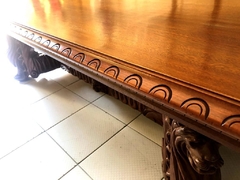 Mesa De Jantar Madeira De Lei Cara Pata De Leão Entalhado - comprar online
