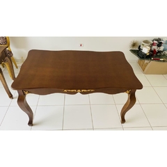 Mesa de Jantar Madeira Luiz XV Apliques Dourado