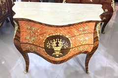 Cômoda Bombê Roupeiro Marchetaria Clara Marmore Travertino - comprar online
