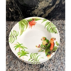 Par de Pratos Porcelana Decorativos Nobre Papagaio e Folhas Belissimos - LUXdécor