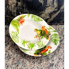 Par de Pratos Porcelana Decorativos Nobre Papagaio e Folhas Belissimos - loja online