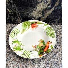 Par de Pratos Porcelana Decorativos Nobre Papagaio e Folhas Belissimos na internet