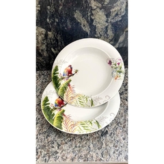 Par de Pratos Porcelana Decorativos Nobre Araras Vermelhas - loja online