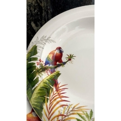 Par de Pratos Porcelana Decorativos Nobre Araras Vermelhas na internet