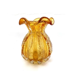 Vaso Trouxinha Âmbar Médio Murano Italiano Translucido Luxo na internet
