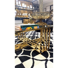 Mesa De Centro Metal Dourado Luxuosa Design Quatro Barras - comprar online