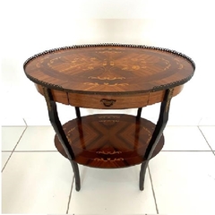 Mesinha Oval Francesa Original Marquiterrie Madeira Radica