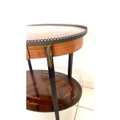 Imagem do Mesinha Oval Francesa Original Marquiterrie Madeira Radica