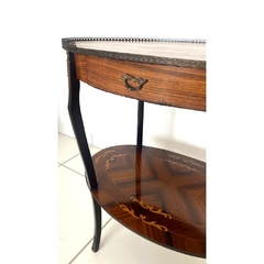 Mesinha Oval Francesa Original Marquiterrie Madeira Radica - LUXdécor
