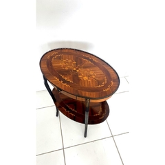 Imagem do Mesinha Oval Francesa Original Marquiterrie Madeira Radica