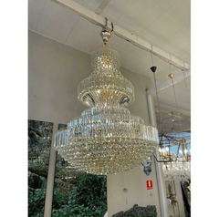 Lustre Redondo Grande 180cm Em Camadas Todo Cristal - LUXdécor