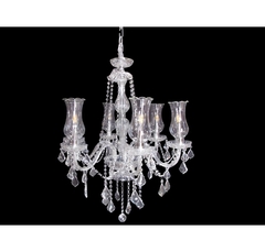 Lustre Classico 6 Braços C Cupula E Pingentes Em Cristal