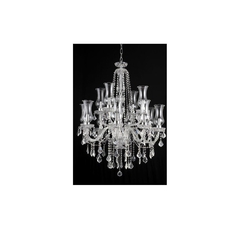 Lustre Classico 12 Braços C Cupula E Pingentes Em Cristal - comprar online