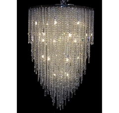 Lustre Moderno Chuva De Prata Menor 130cm Pingentes Cristal - comprar online