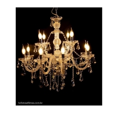 Lustre Classico 12 Braços Trabalhado Com Pingente Cristal - comprar online