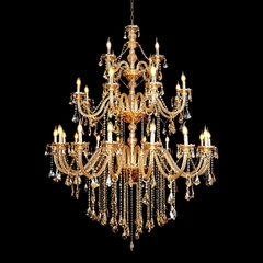 Lustre Clássico Imponente Cristais 28 Braços Rico Pingentes - comprar online