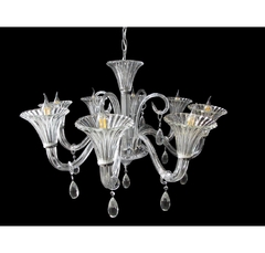 Lustre Classico Cristal Transparente 8 Braços Cupulas - comprar online