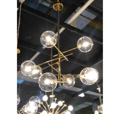 Pendente Moderno Metal Dourado 6 Lamp C Cupula Esferas - comprar online