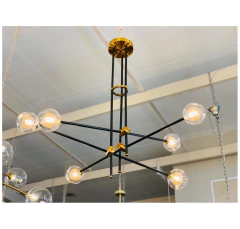 Luminaria Pendente Moderno Preto C Cupulas Esferas - comprar online