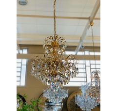 Lustre 49cm Estrutura Metal Ambâr C Pingentes Cristal - comprar online