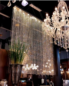 Lustre Cortina 2mt Metal Cristal Rico Pingentes Alto Padrão