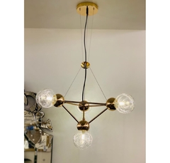 Lustre Metal Dourado Triangulo 4 Lampadas C Cupulas - comprar online