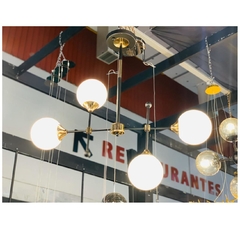 Pendente Moderno Metal Dourado 4 Lamp C Cupula Esferas - comprar online