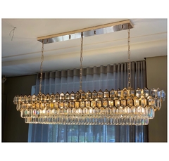 Lustre Pendente Moderno 140cm Oval Todo Cristal - comprar online