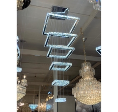 Luminaria Pendentre 6 Arco Quadrado C Led E Cristais - comprar online