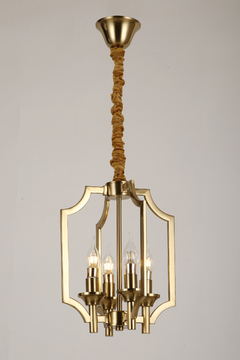 Pendente Lustre Metal Dourado Design Geométrico 4 Lâmpadas F
