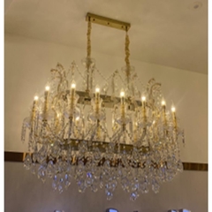 Lustre Pendente Duplo Classico Rico Detalhes Cristal e Metal - comprar online