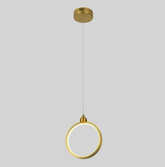 Pendente Moderno Metal Dourado Circulo Led Fino Acabamento