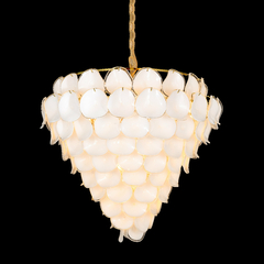 Metal Lustre Redondo Cristais Em Conchas Branca Alto Padrão