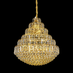 Lustre Moderno Rico Em Cristais Degradê Estrutura Metal Alta