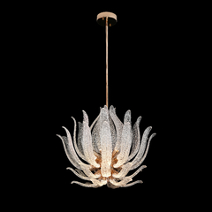 Lustre Moderno Lustre Design Pétalas 55cm Cristal Jateado