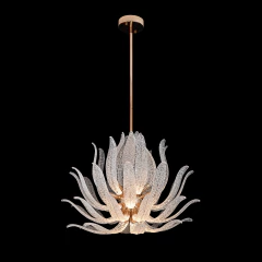 Lustre Moderno Lustre Design Pétalas Cristal Jateado Luxuoso