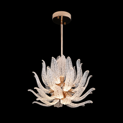 Lustre Moderno Lustre Design Pétalas Cristal Jateado Luxuoso