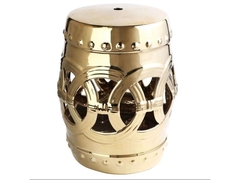 Banco Porcelana Garden Seat Dourado Vazado Relevos Formosa