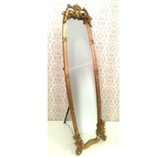 Espelho Cristal Bisotado Chão Dourado Entalhes Nobres Luxo