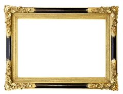 Espelho Decorativo Classico Preto Detalhes Dourado Imponente