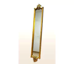 Espelho Classico Europeu Estreito Folha Ouro Luxuoso