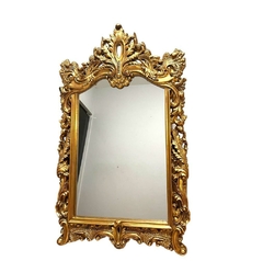 Espelho Frances Entalhes Rico em Detalhes Artesanal Luxo Folha Ouro
