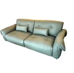 Sofa Couro Contemporaneo Verde Suave Alto Padrão Luxo