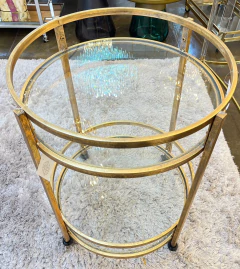 Carrinho Bar Redondo em Metal Dourado e Bases Vidro