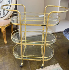 Carrinho Bar Oval 03 andares em Metal e Bases em Vidro - comprar online