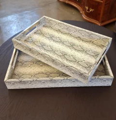 Par de Bandejas Decorativa Retangulares Design Imitando Cobra - comprar online