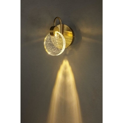 Arandela Decorativa Moderna Disco em Cristal Refletivo Base Metal Dourado - comprar online